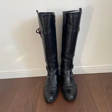 가죽 블랙 롱 부츠 24cm