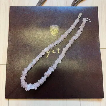 로즈쿼츠 실버 칩 비즈 목걸이 약 45cm