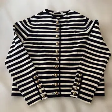 ZARA 네이비/화이트 스트라이프 가디건 M
