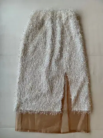 Ray BEAMS 프린지 원단 화이트 스커트 슬릿 포함