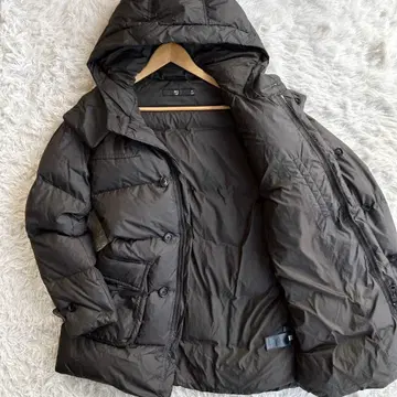 미사용급 유니클로+J XL 볼륨 다운 코트 후드 다크 그레이