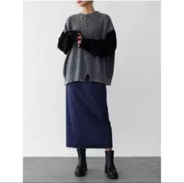 야마다야 RADIATE 데님 슬리브 도킹 디자인 니트