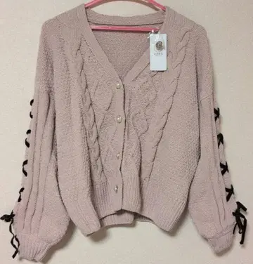 엑시즈팜 니트 가디건 레이스업 레이스업