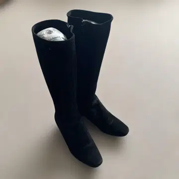 긴자 요시노야 롱 스웨이드 블랙 23 사이드 지퍼 부츠