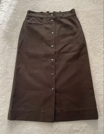 MHL 브라운 버튼 프론트 A라인 타이트 스커트