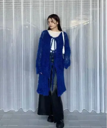 Ameri UND 2WAY RAME HAND KNIT TOP 블루