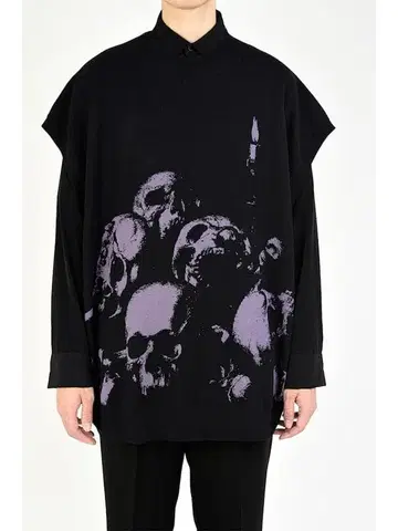 LAD MUSICIAN 스컬 패턴 베스트 size 44 블랙 퍼플