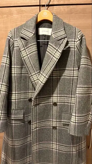 LE CIEL BLEU 체크 무늬 롱 코트 울 100% M 사이즈