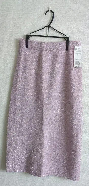 연보라 핑크 라메 믹스 타이트 스커트