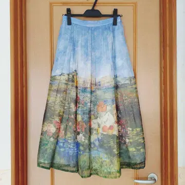 제인 마플 뷰티풀 페인팅 롱 스커트 블루 스카이