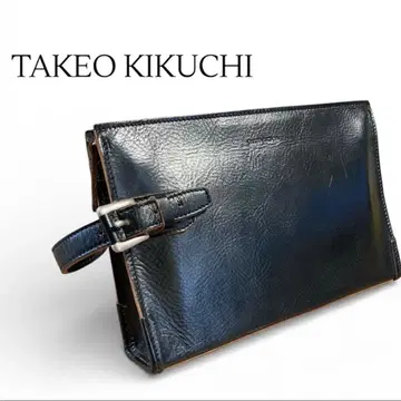 TAKEO KIKUCHI 블랙 천연 가죽 클러치백 세컨드 백