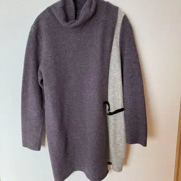 울 혼방 터틀넥 니트 긴팔 그레이