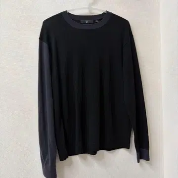 유니클로 캐시미어 +J 블랙 x 그레이 M 긴팔 니트