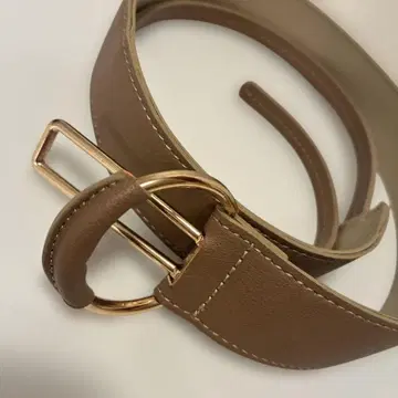 브라운 가죽 벨트 골드 버클