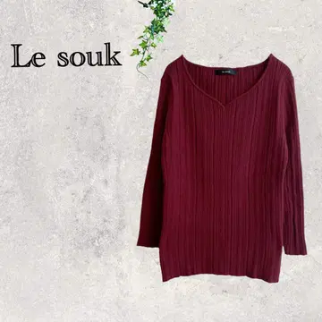 1501 새상품급 루스쿠 V넥 스웨터 니트 스웨터 와인 레드 빨간색