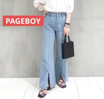 프론트 슬릿 청바지 플레어 데님