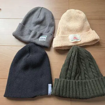 니트 모자 4종 세트 그레이 오렌지 블랙 카키