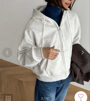 El mar(엘마르) 컴팩트 지퍼 후드티 속기모 라이트 그레이