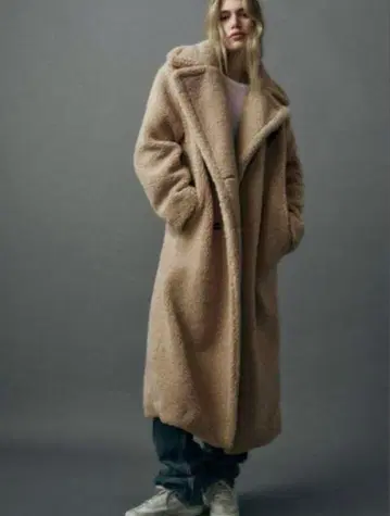 컨디션 최상 완판템 ZARA 테디베어 코트 엑스트라 롱 베이지 더블