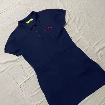 비바 하트 니트 원피스 네이비 40 스웨터 반팔 골프