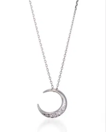 실버 초승달형 목걸이 크리스탈 포함