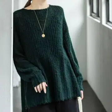 NOBLE 모헤어 백 오픈 풀오버