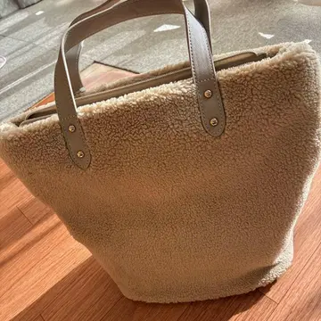 베이지 폴리에스테르 토트백 M