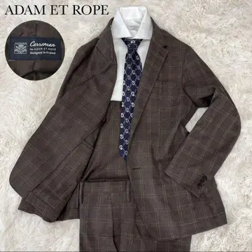 새상품급 ADAM ET ROPE 체크 셋업 수트 프랑스제 원단 브라운 M