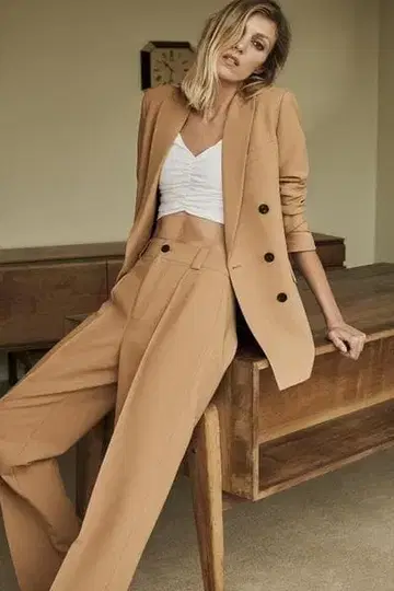 [ ZARA ] 자라 셋업 수트 블레이저 베이지 XS 여성용