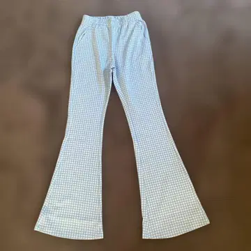 X-girl 스카이블루 체크 플레어 팬츠