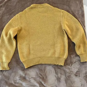 이탈리아제 울 100% 니트 스웨터 M 남성용 머스타드