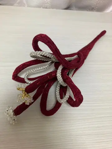 성인식 기모노 오비 장식 빨간색 비즈 장식