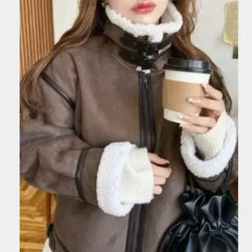 moment+ 스웨이드 x 보아 페이크 무스탕 B-3 자켓 블루종