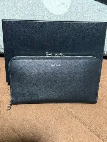 폴 스미스 장지갑 라운드 지퍼 멀티 스트라이프 블랙 레드