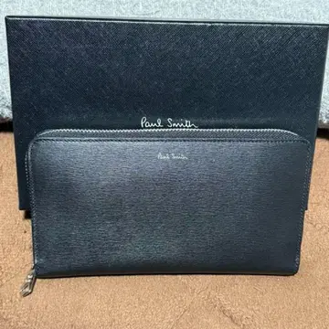 폴 스미스 장지갑 라운드 지퍼 멀티 스트라이프 블랙 레드