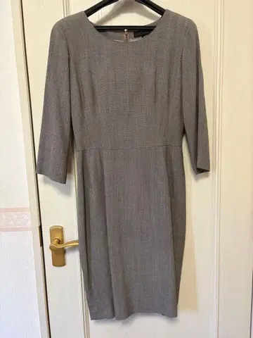 [빈티지] MOGA 그레이 브라운 무릎 기장 원피스 7부 소매