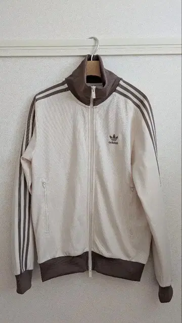 adidas 집업 자켓 M 화이트/브라운