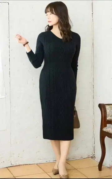 overE U90 케이블 니트 원피스 오버이