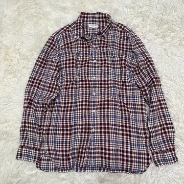 LACOSTE 라코스테 린넨 100 체크 긴팔 셔츠 남성용