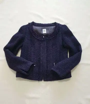 미쉘클랑 블랙 x 퍼플 노카라 트위드 자켓 M