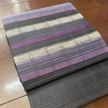 요시노 간토 미에 직조 감 시부 직조 젠마이 실크 샤레 후쿠로 오비