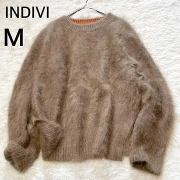 INDIVI 라쿤 헤어리 니트 M 브라운