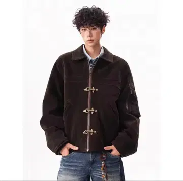 Y2K 스트릿 아카이브 파이어맨 자켓 (스웨이드 복고풍 느낌)