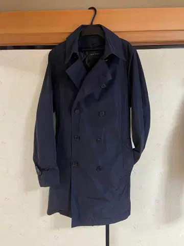 네이비 스텐카라 코트 더블 브레스트