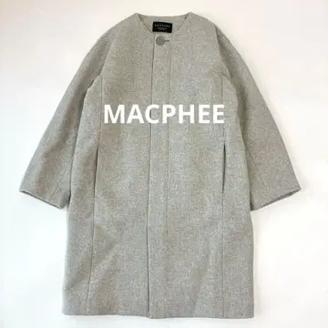 새상품급 캐시미어 블렌드 노카라 롱 코트 라이트 그레이