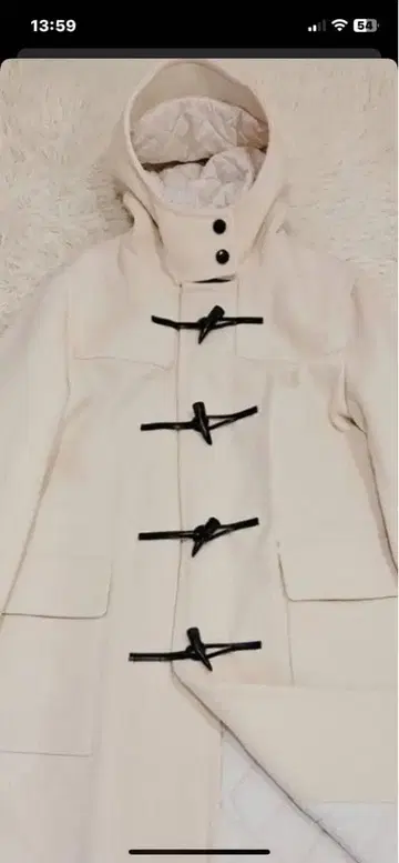 트래디셔널 웨더웨어 더플 코트 아이보리