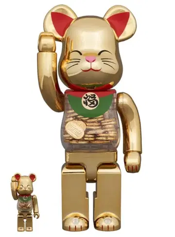 마네키네코 코반 개운 금 도금 100% & 400% 베어브릭