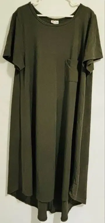 올리브 3XL 포켓 부착 티셔츠 원피스