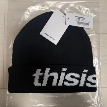 한국 thisisneverthat 로고 빅 카프 비니 니트 모자 블랙 2