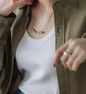 crewre 웨이비 조절식 목걸이 실버